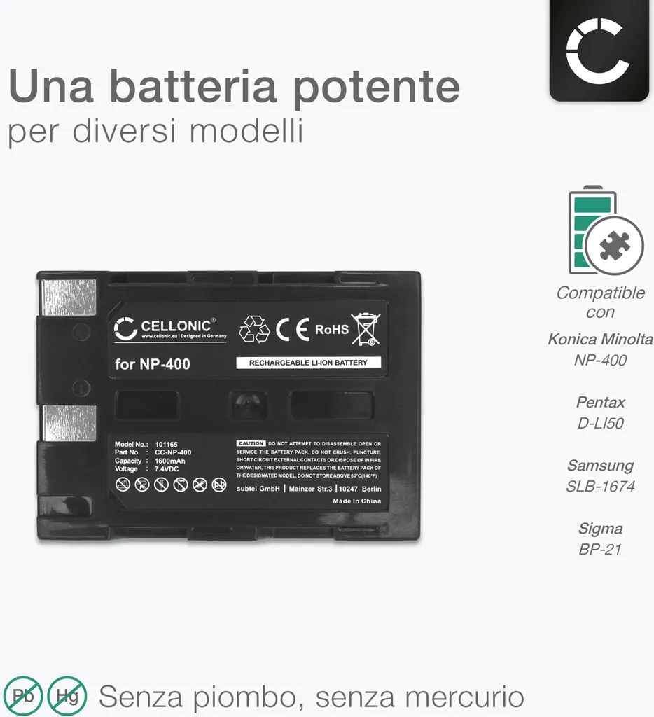 EXTENSILO - 3x Batteria Sostituisce Sigma Bp-41 Per Mini Fotocamera Digitale Dslr (1050mah, 3,6v, Li-ion