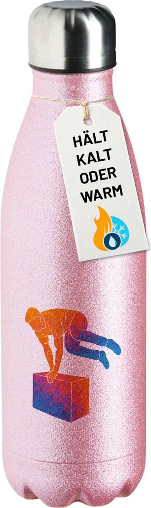 Huuraa Trinkflasche Parkour Freerunning bunte Silhouette 500ml Pink Edelstahl Wasserflasche Trinkflasche Geschenkidee