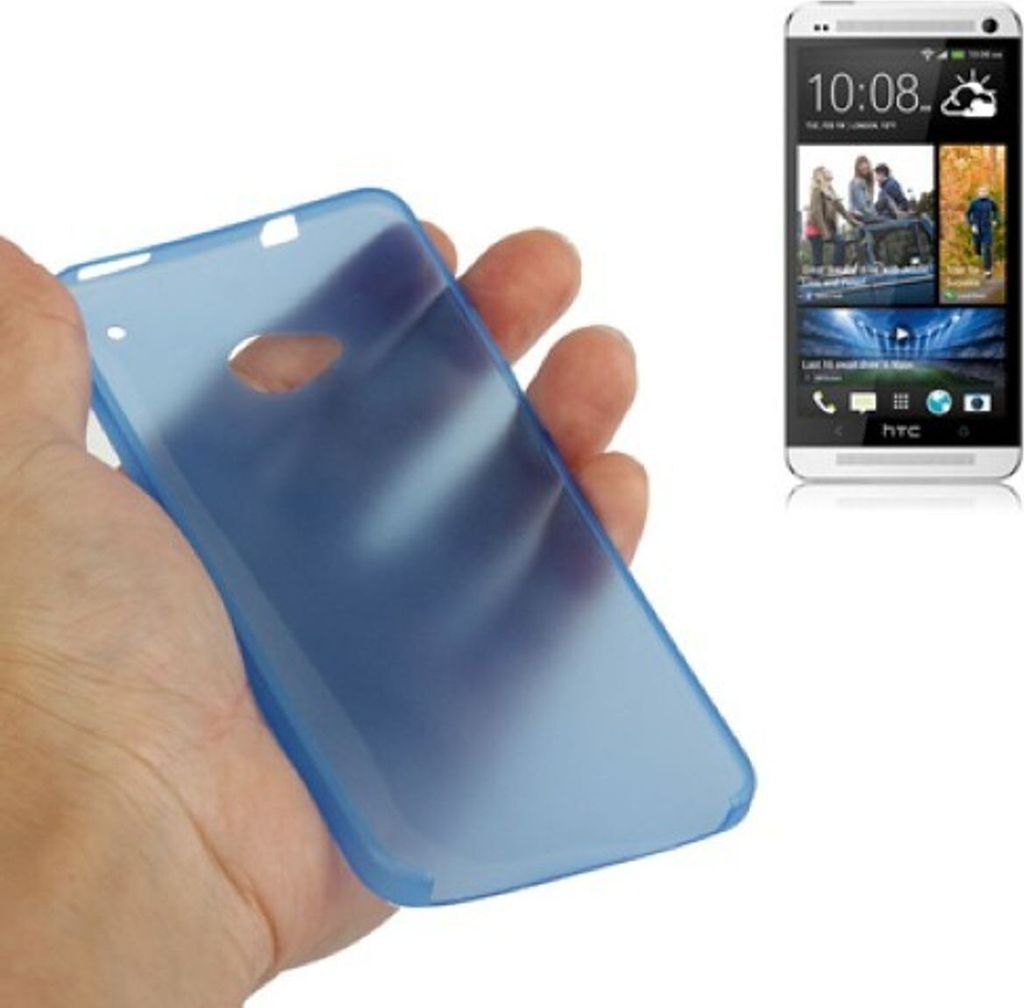 Schutzhülle Case Ultra Dünn 0,3mm für Handy HTC One M7 Blau Transparent