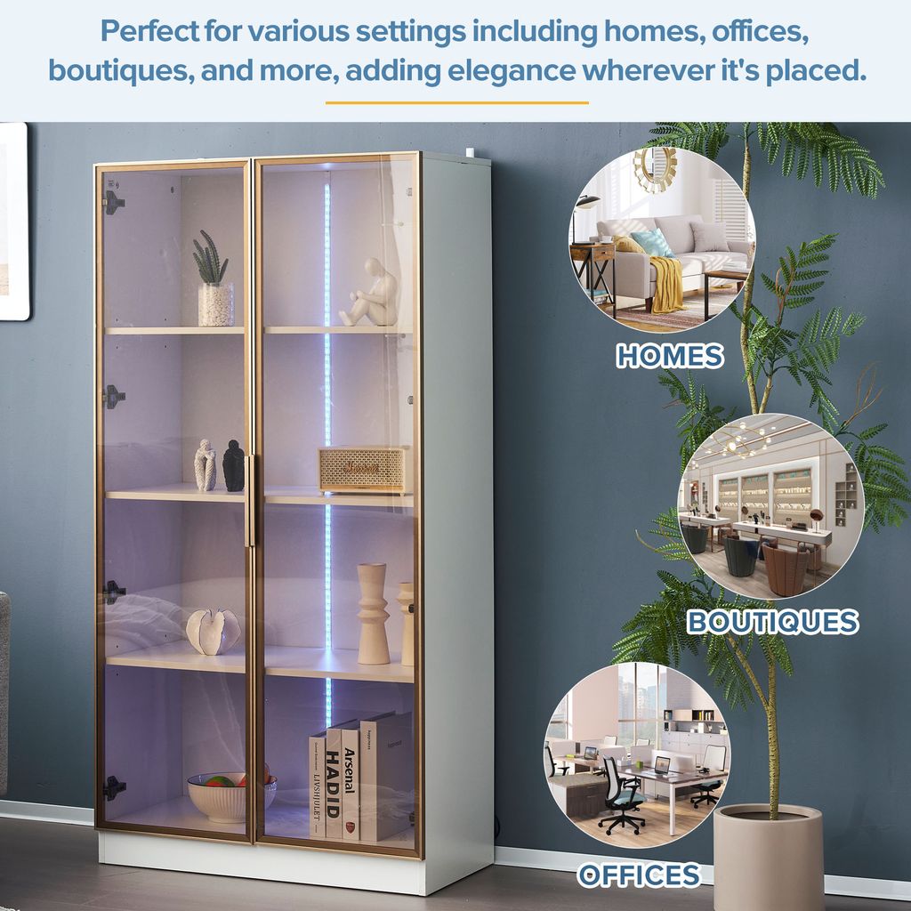 okwish Vitrína s LED osvětlením 2 ks, 16 barev, vitrína se Obrázek produktu 