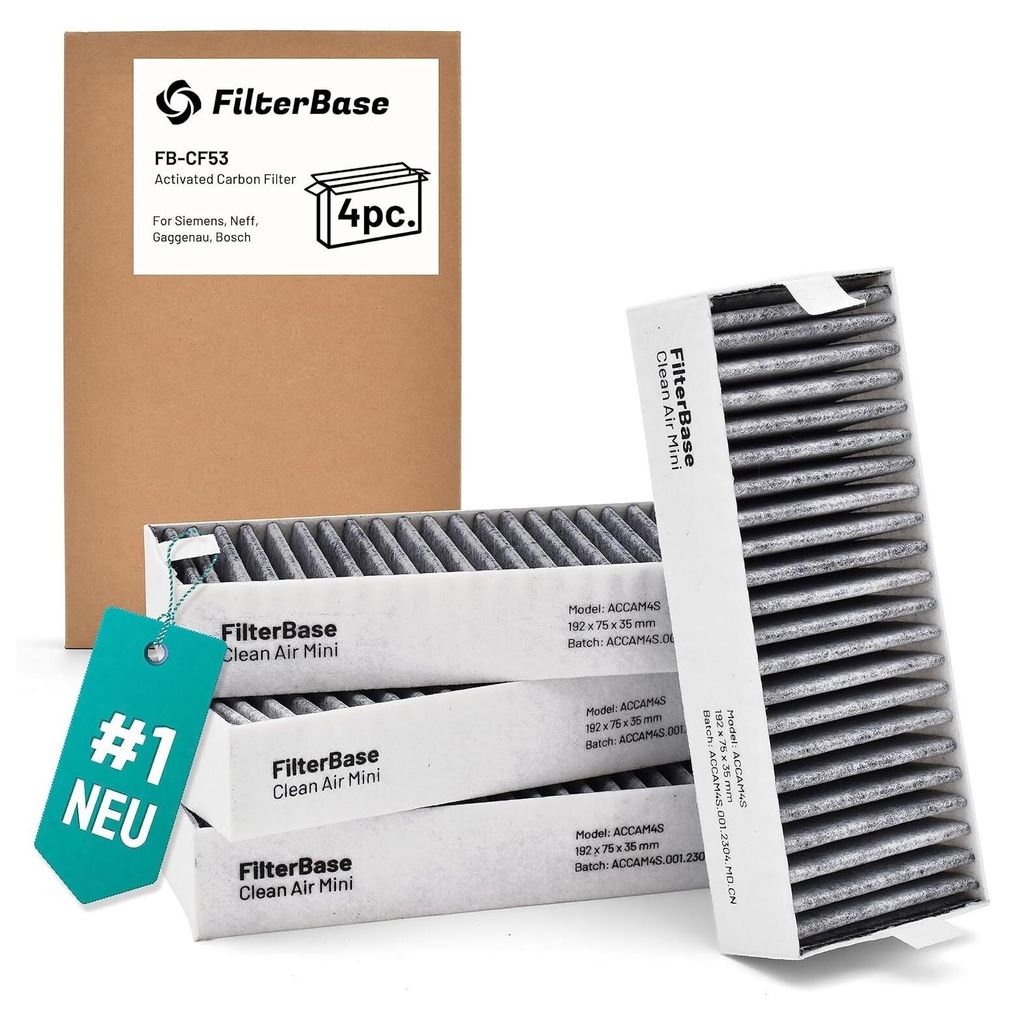 A product shot of activated carbon filters with packaging.