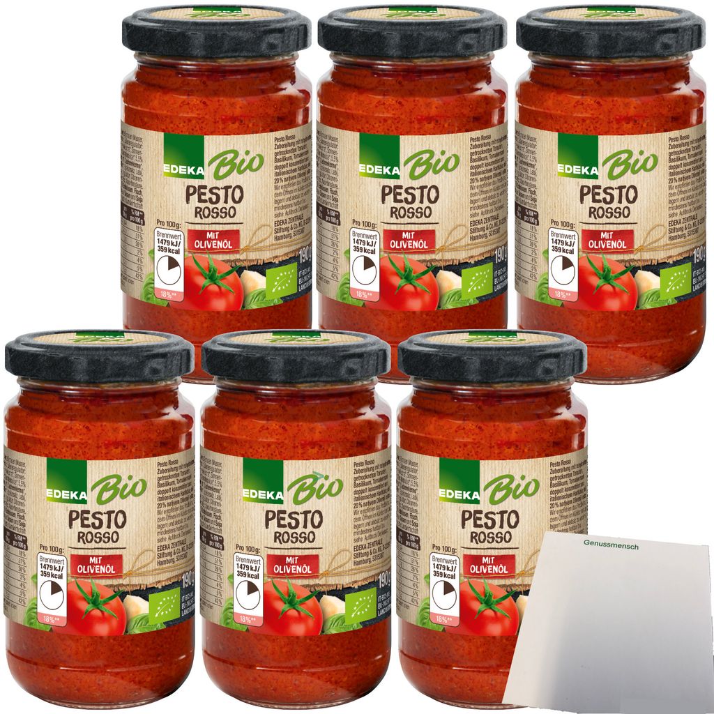 Edeka Pesto Rosso mit Olivenöl 6er Pack (6x190g Glas) + usy Block