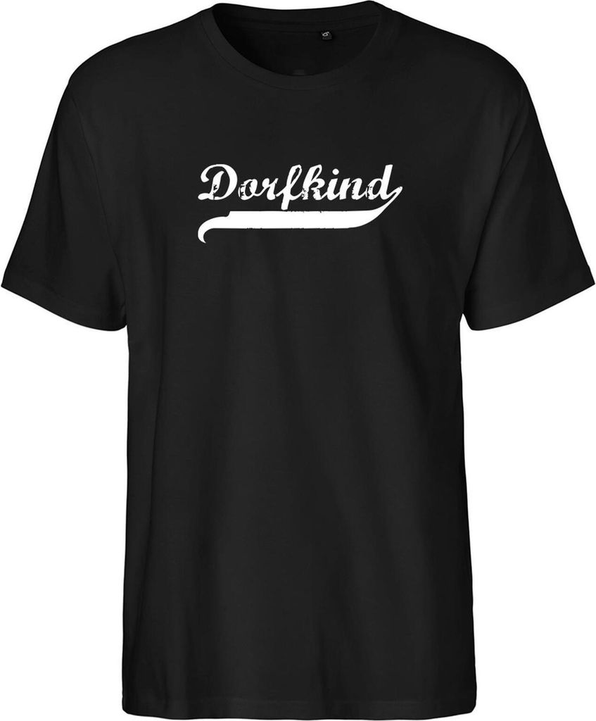 Hellweg Druckerei Herrenshirt Dorfkind Vintage Präsent Männer T-Shirt Black Größe L Bio Baumwolle Fairtrade Dorfkind Vintage Geschenkidee