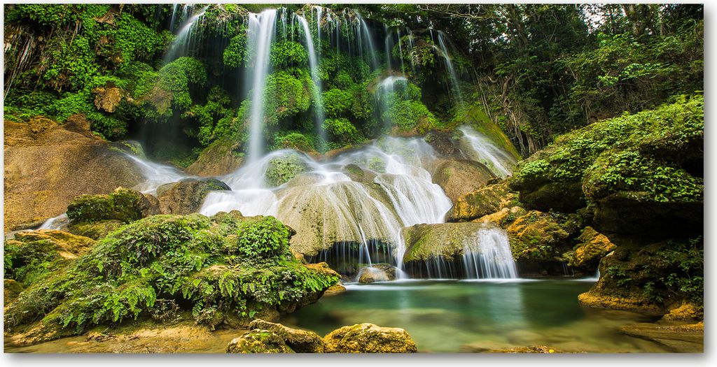 Tulup Leinwandbild - 140x70 cm - Wandkunst - Drucke auf Leinwand - Leinwanddruck - Landschaften - Grün - Wasserfall