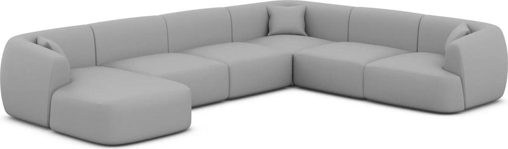 Kunstleder U-Form XXL Wohnlandschaft Elvira Hellgrau Links