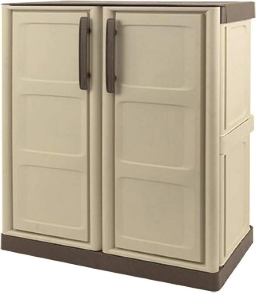 Dambrosi Outdoor-Garderobe, Mehrzweck-Balkongarderobe, Outdoor-Möbel mit 2 Türen, 100 % Italy, Beige und Braun, 70 x 39 x 86 cm, kariertes Finish