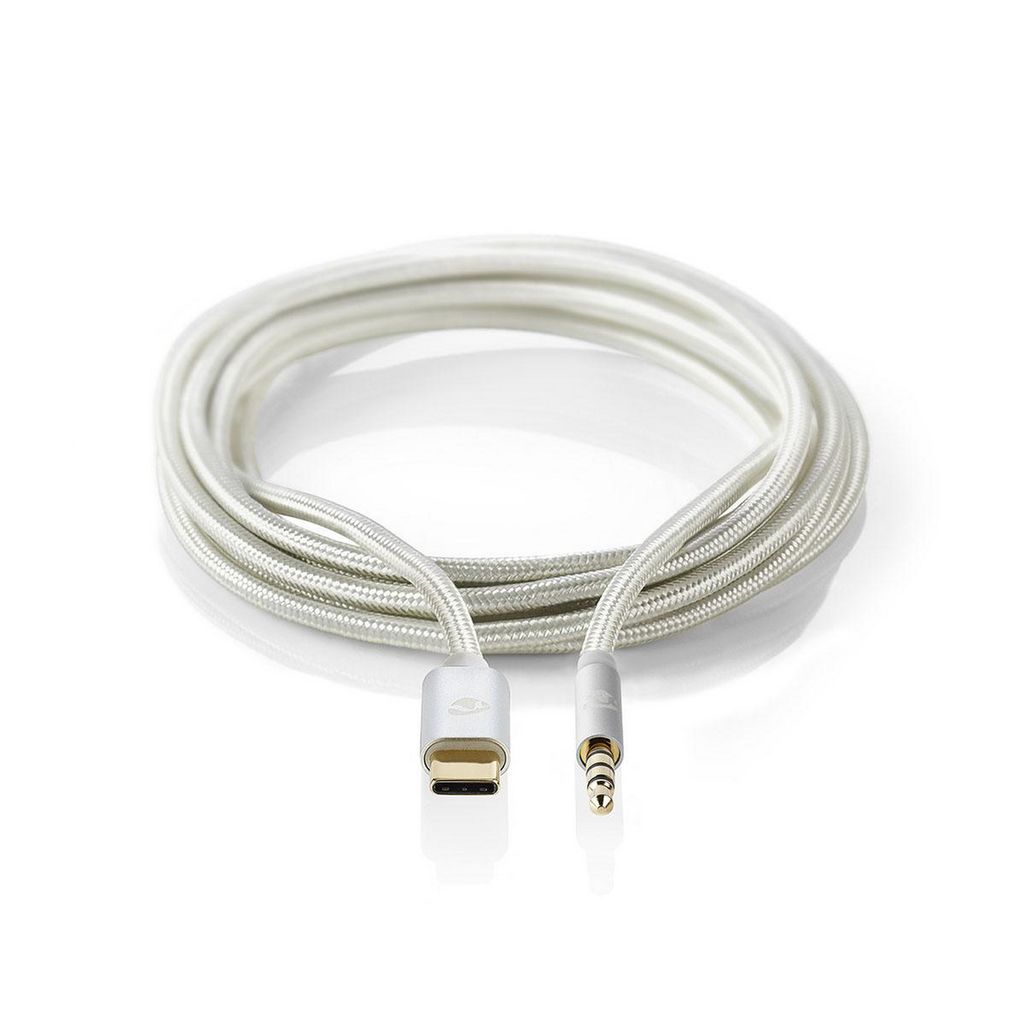 Nedis USB-C Adapter - USB 2.0 - USB-C Stecker - 3.5 mm Stecker - 1.00 m - Rund - Vergoldet - Geflochten / Nylon - Aluminium - Verpackung mit Sichtf...