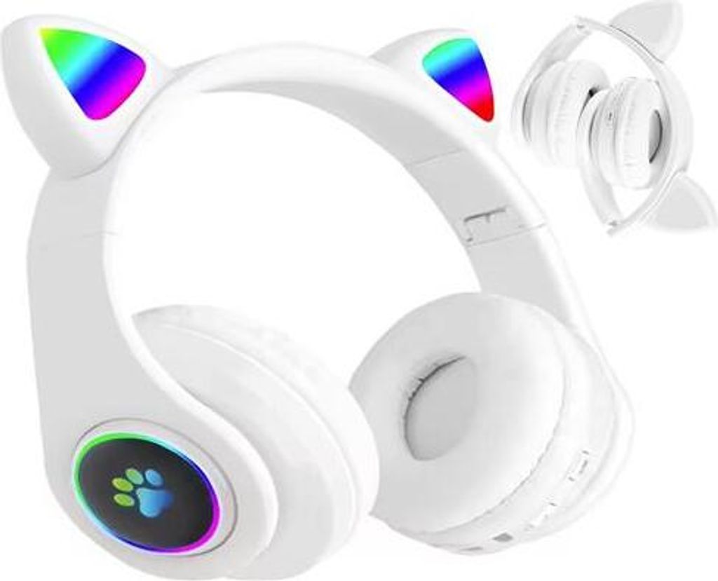 Hochwertige drahtlose Ohrhörer / Kopfhörer Bluetooth faltbare Kopfhörer Katze Weiß