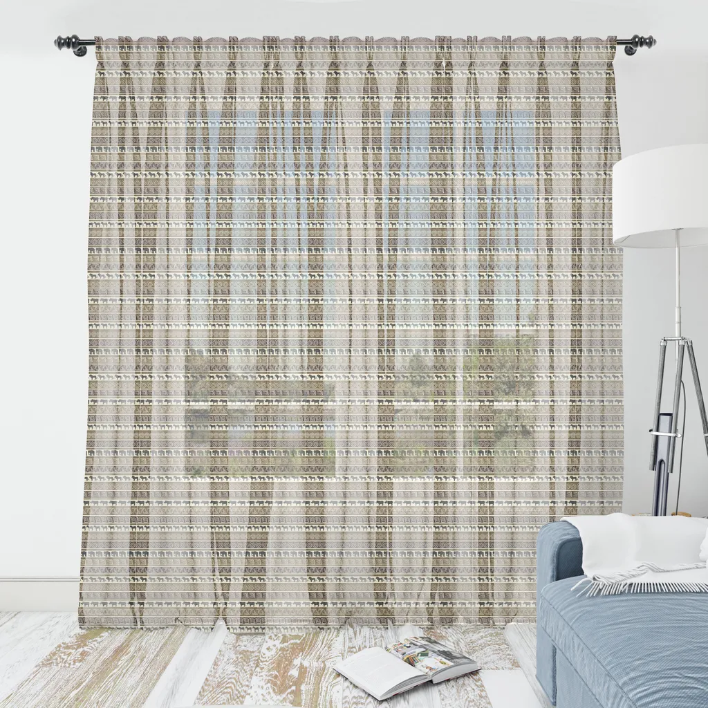 Tapisserie ABAKUHAUS Safari Motif Africain Satin Soyeux 180 x 274 cm