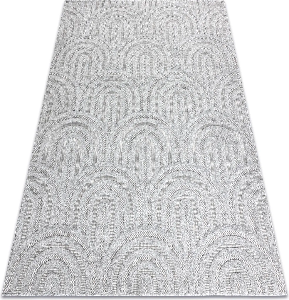 Tapis de couloir ou salon gris 80x150 cm SANTO SISAL motif géométrique
