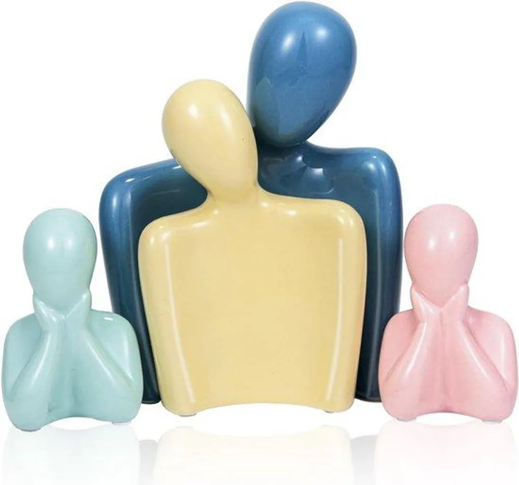 Cadeau idéal famille - 4 sculptures en céramique pour un foyer chaleureux