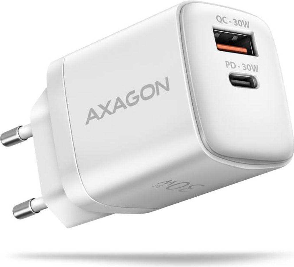 AXAGON Axagon ACU-PQ30W Ladegerät QC3.0.4.0/AFC/FCP/PPS/Apple+ PD USB-C 30W - weiß - USB Typ C Handy, Smartphone, Smartwatch, Tablet, Universal W...