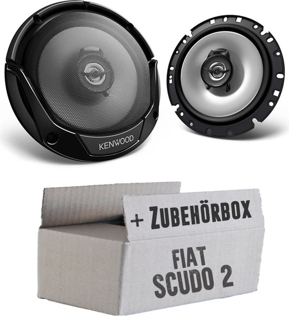 Lautsprecher Boxen Kenwood KFC-S1766 - 16,5cm 2-Wege Koaxialsystem Auto Einbausatz - Einbauset passend für Fiat Scudo 2 Front - justSOUND