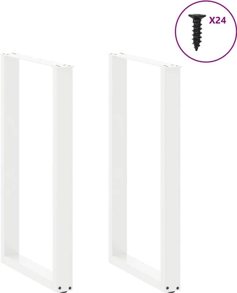 Möbel Tischbeine - Weiß - CLORIS Bartischbeine U-Form 2 Stk. Weiß 60x(100-101) cm Stahl,14.95 Kg - 448907