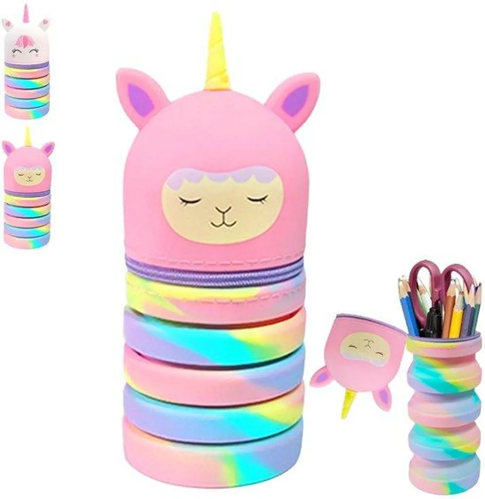 Trousse à crayons télescopique en silicone souple pour fille et garçon