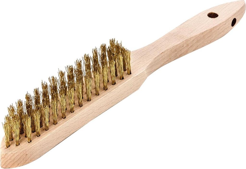 Lessmann Handdrahtbürste Messing gewellt 0,35mm 4-reihig