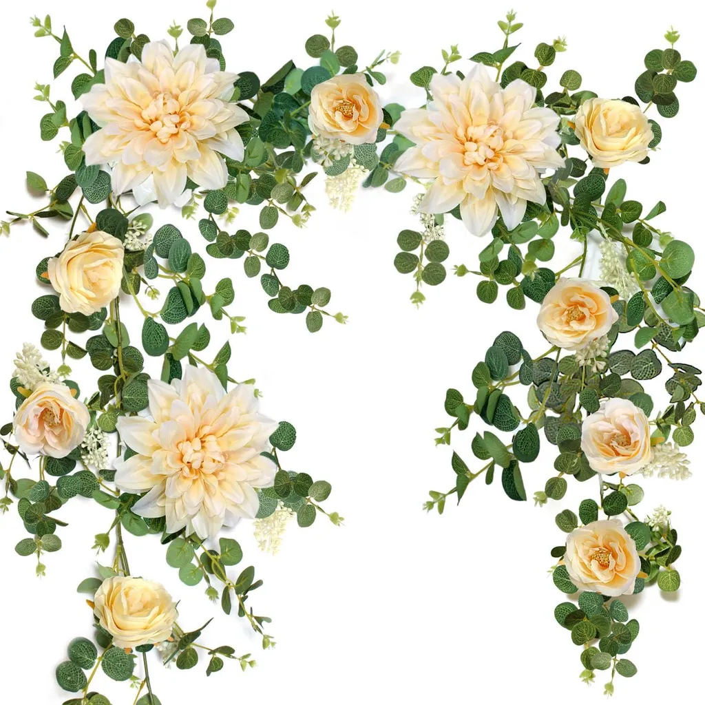Guirlande eucalyptus artificielle champagne 190 cm au rendu réaliste
