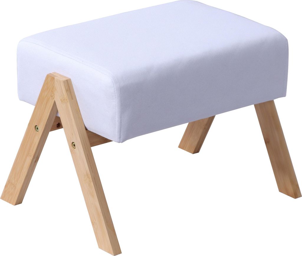Relaxdays Fußhocker, gepolsterte Fußablage, Bambusbeine, Produktbild 