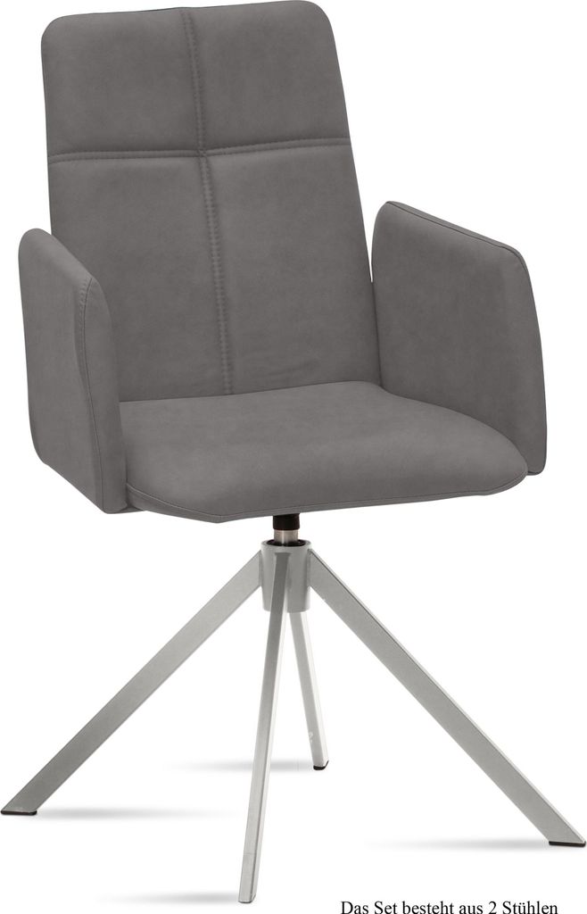 Armlehnstuhl drehbar (2er-Set) Drinka 52x92x60 Edelstahl/Grau