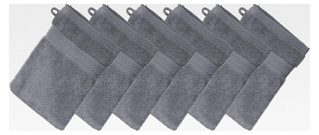 Waschhandschuh Friedrichshafen 6er-Pack, 100% Baumwolle anthrazit Größe 15x21 cm
