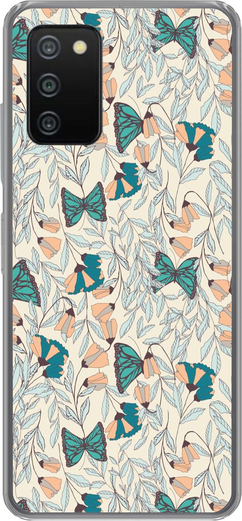 MuchoWow Handyhülle Schutzhülle Hülle für Telefoonhoesje Samsung Galaxy A03s Mädchen - Schmetterling - Blumen - Muster - Mädchen - Kinder -...