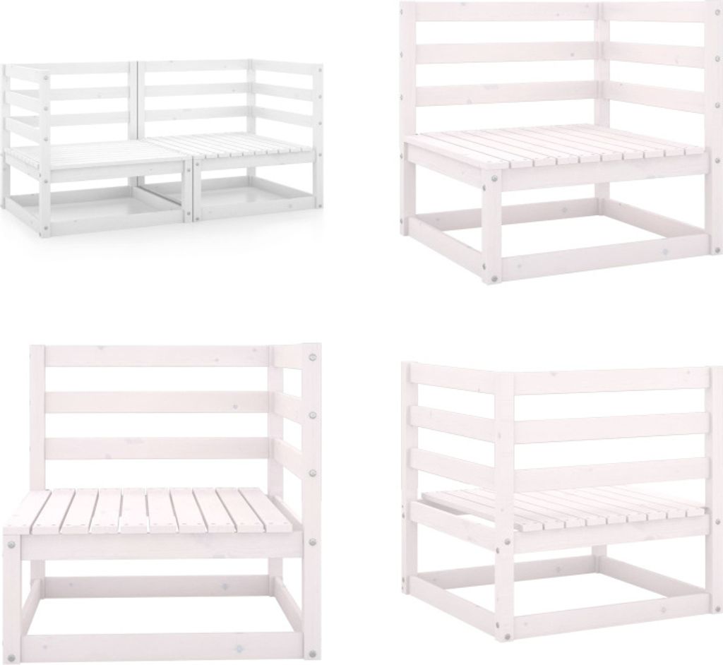 vidaXL Garten Ecksofas 2 Stk. Weiß Kiefer Massivholz - Ecksofa - Ecksofas - Holz Ecksofa - Holz Ecksofas