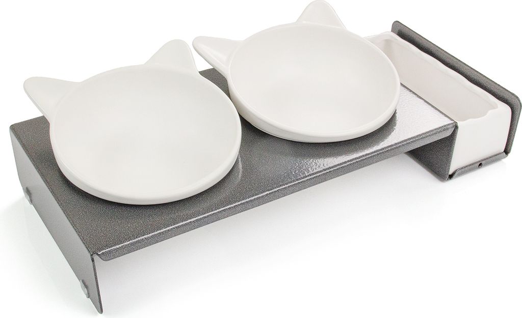 Foodbar Cat Diner · Futterstation aus Metall mit drei Keramikschalen