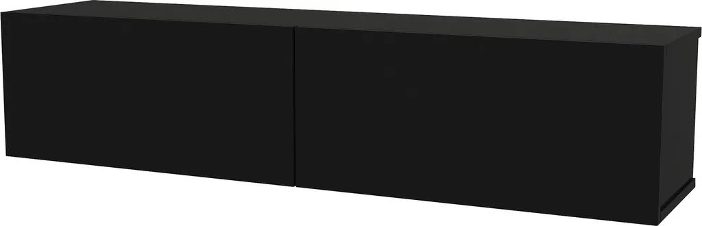 Meuble TV 135 cm Nolven suspendu noir à double portes abattantes