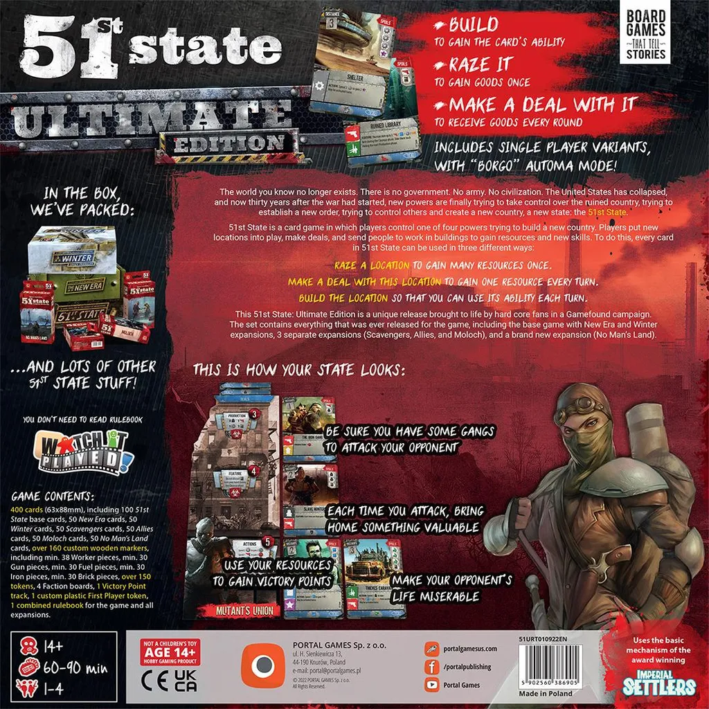 51st State Ultimate Edition Jeu de Société Post-Apocalyptique en Anglais
