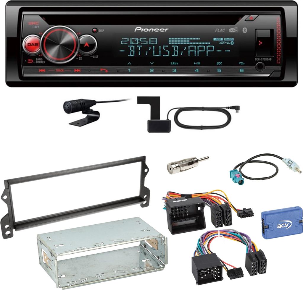 Pioneer DEH-S720DAB Bluetooth WAV Digitalradio CD Einbauset für MINI R50 R52 R53