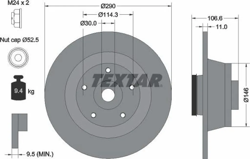 Disque de frein TEXTAR 92269603 compatible avec Megane - OE 402023273R