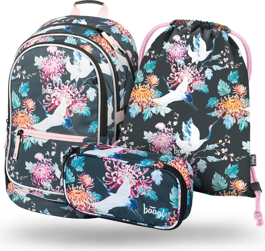 BAAGL SET 3 Core Birds: Rucksack, Federtasche, Tasche Produktbild 1