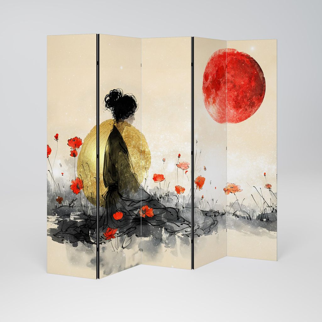 SpaceRebels Paravent Raumteiler - 5-teilig Raumtrenner, Druck 1-Seite - Raumtrenner - Trennwand Wohnung - Room Divider - Spanische Wand Deko Modern...