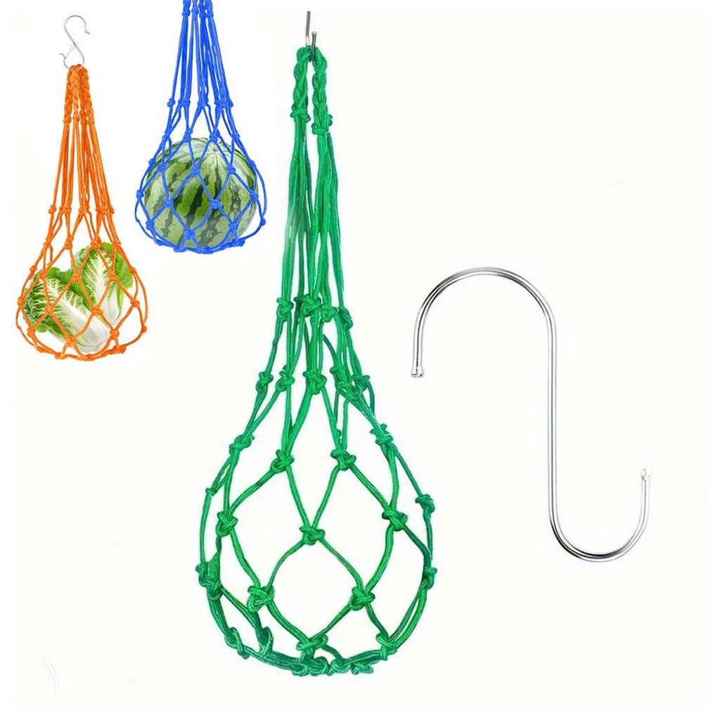 3 Stück Futter Netz für Hühner, Enten, Gänse & Vögel, hängend mit Haken, für Obst Gemüse Heu, robust, wiederverwendbar, für Gehege & Stall