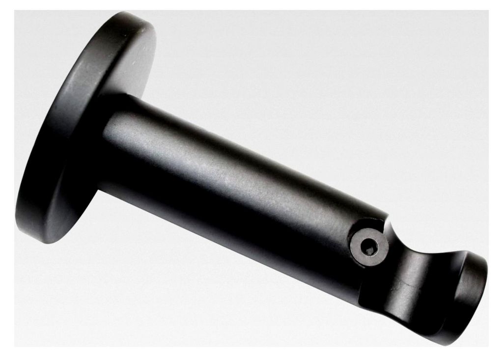 Träger mit Metallmontageplatte für Gardinenstangen Ø 16 mm, 1-läufig, Offen, Serie Memphis, Metall, Schwarz-Matt, Länge 7,5 cm