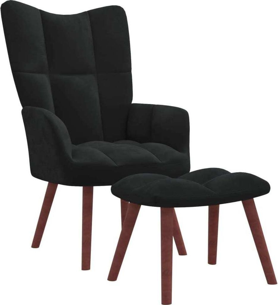 Relaxsessel mit Hocker Schwarz Samt