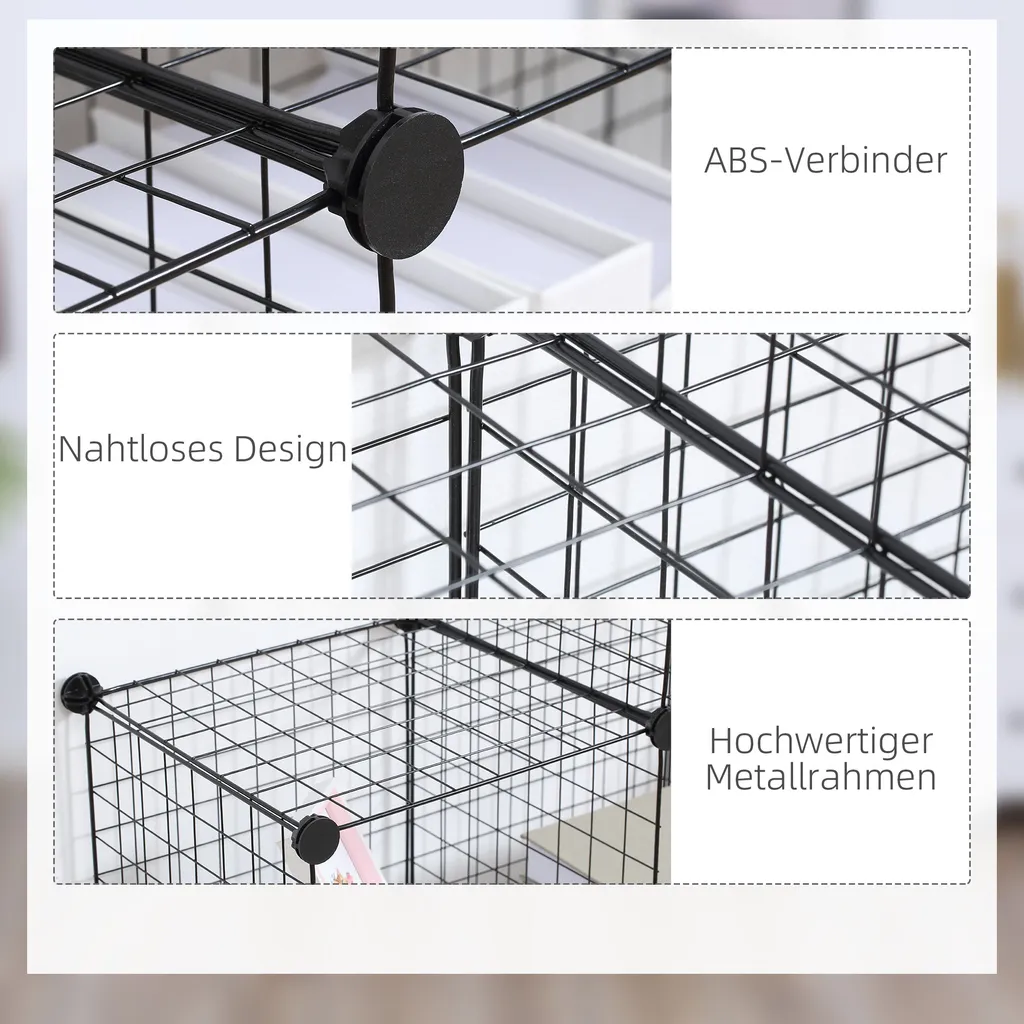 Solution de rangement : étagère à cubes DIY métal noir modulable 6 cases - 6