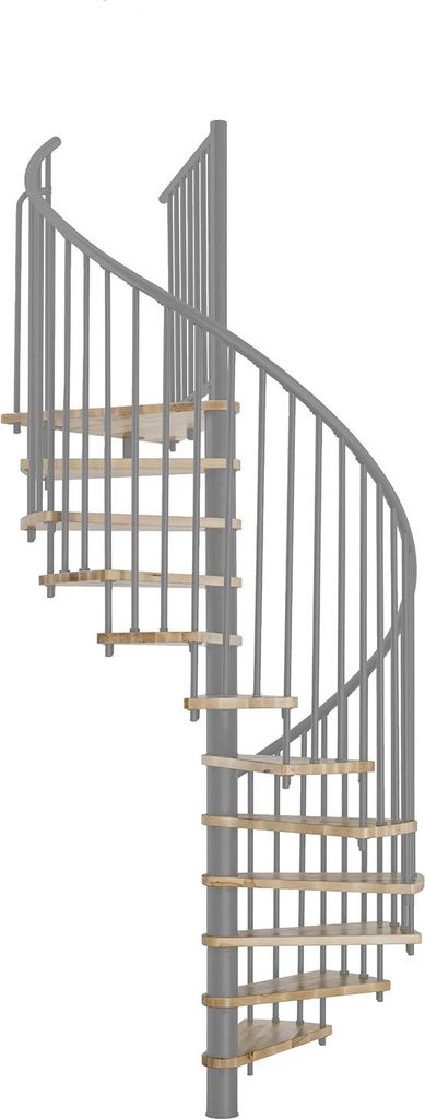 Minka Spindeltreppe Spiral Smart 38 - 305,5cm Geschosshöhe Eiche Grau 120cm Durchmesser