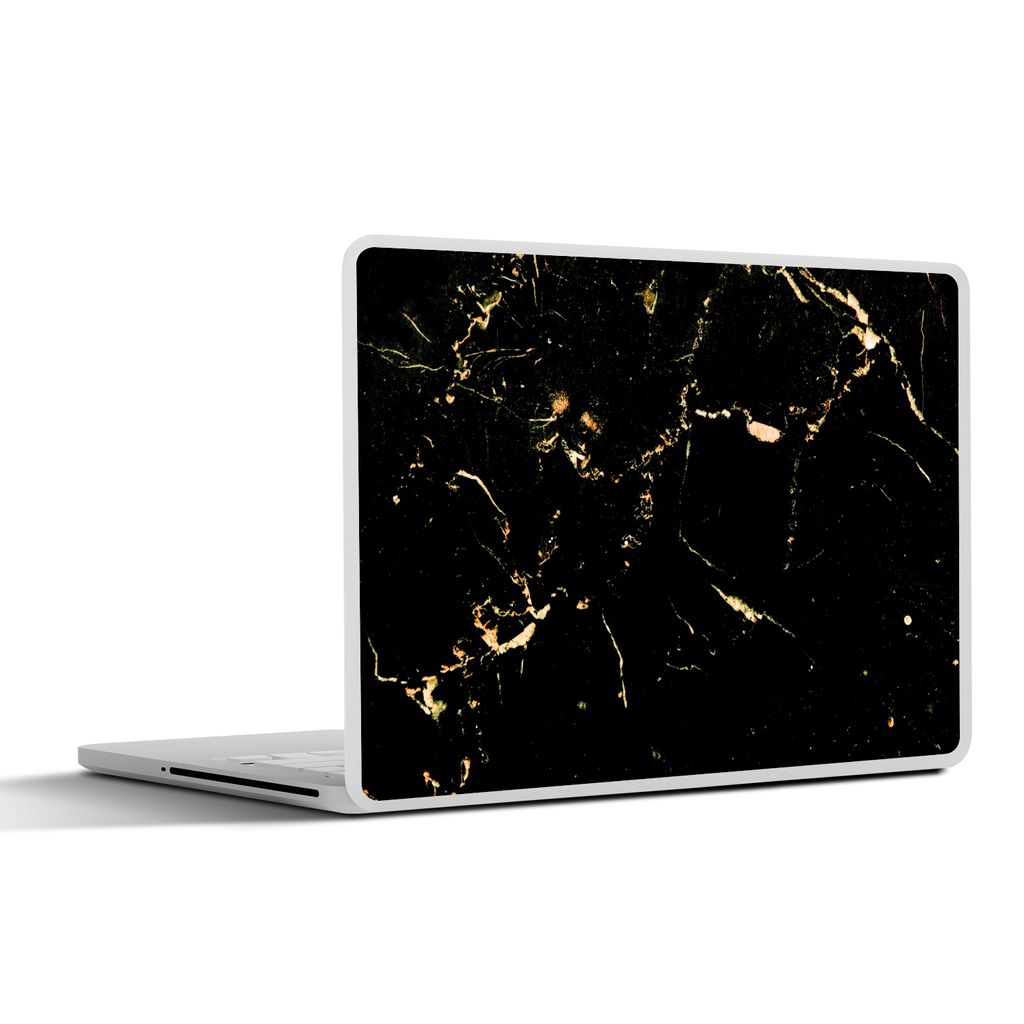MuchoWow Laptop Aufkleber Sticker Cover Marmor - Limette - Schwarz - Gold 31x22.5 cm - Laptop-Deko