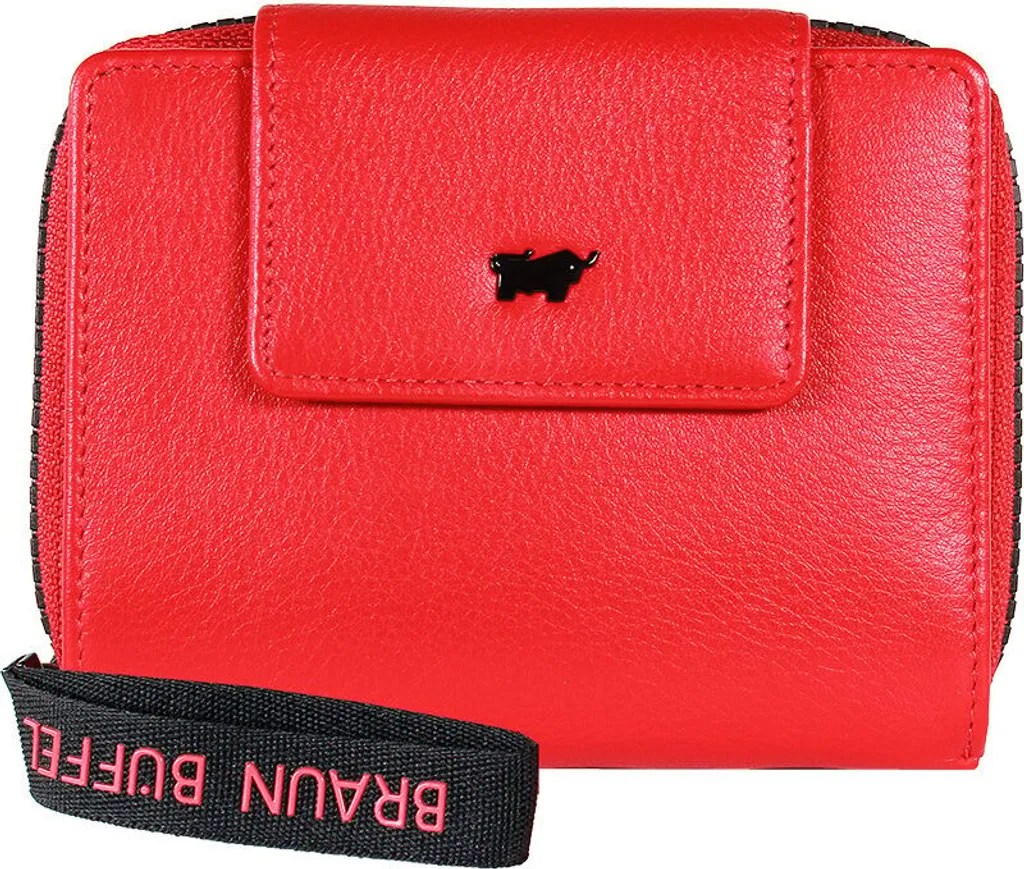 Porte-monnaie Cuir Rouge Braun Büffel Capri 8CS avec Fermeture Éclair