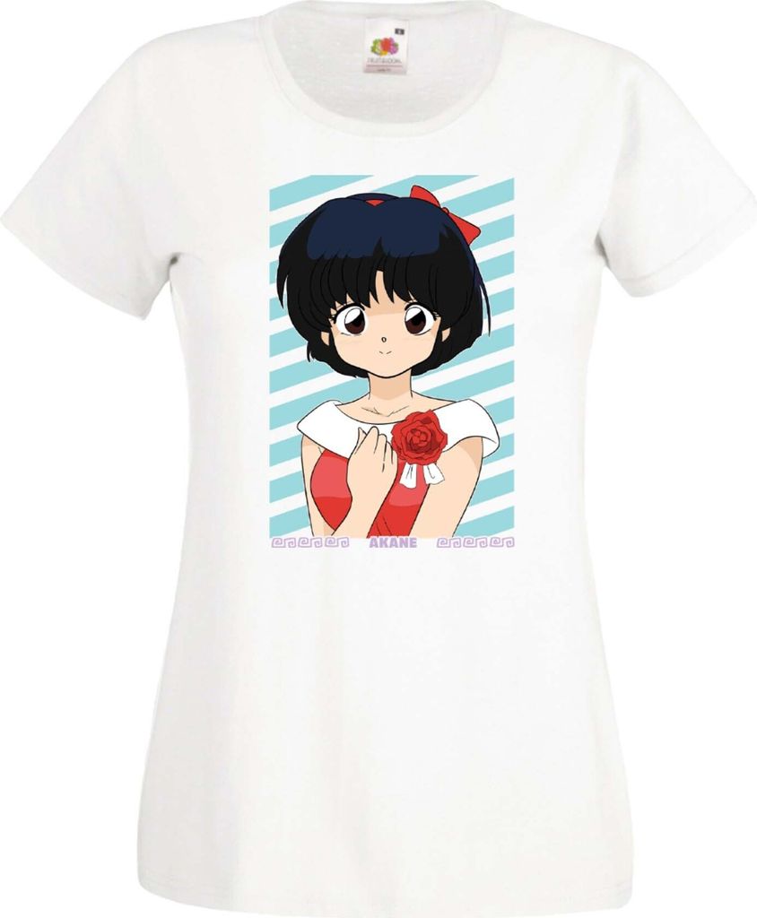 Damen T-Shirt Anime Manga Ranma Akane Tendo, Lady L / Weiß