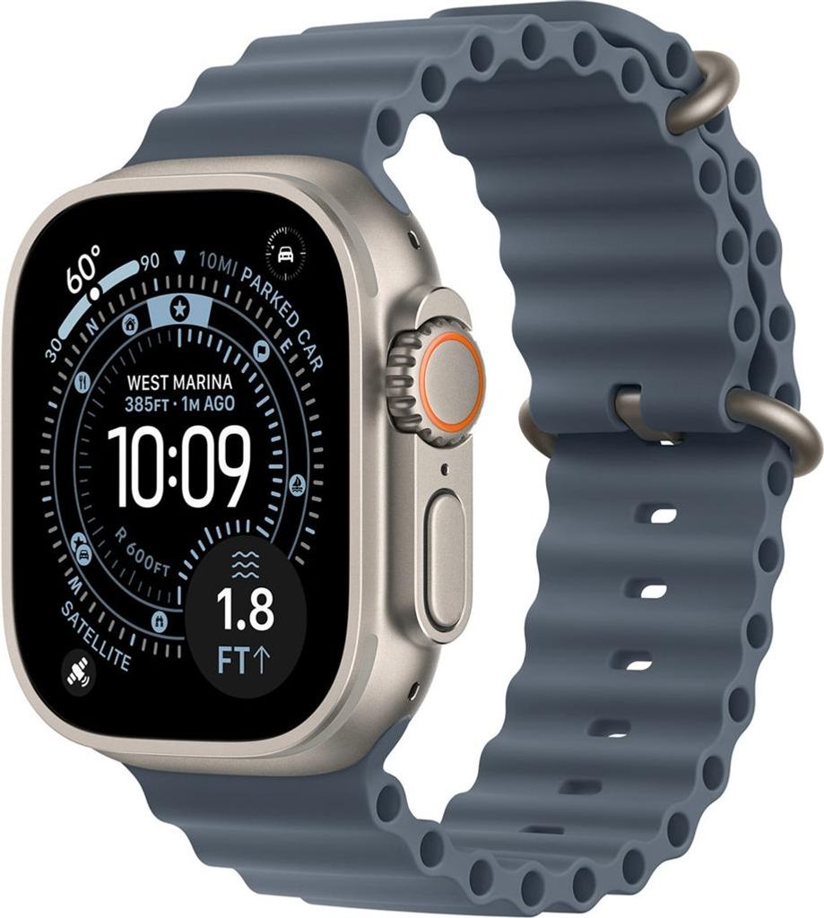Apple Natural Titanium Finish Band Blu Fluoroelastomero, Immagine del prodotto 