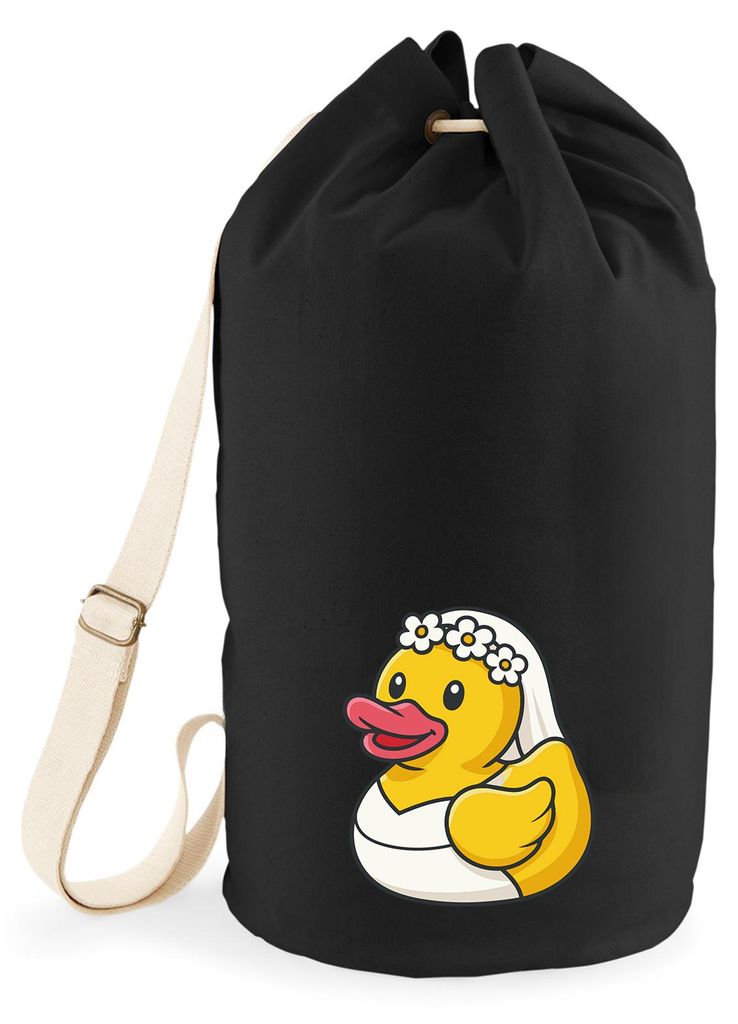 Huuraa Seesack Quietscheente Braut Gummiente Hochzeit 20 Liter Black Baumwolle Rucksack Geschenkidee
