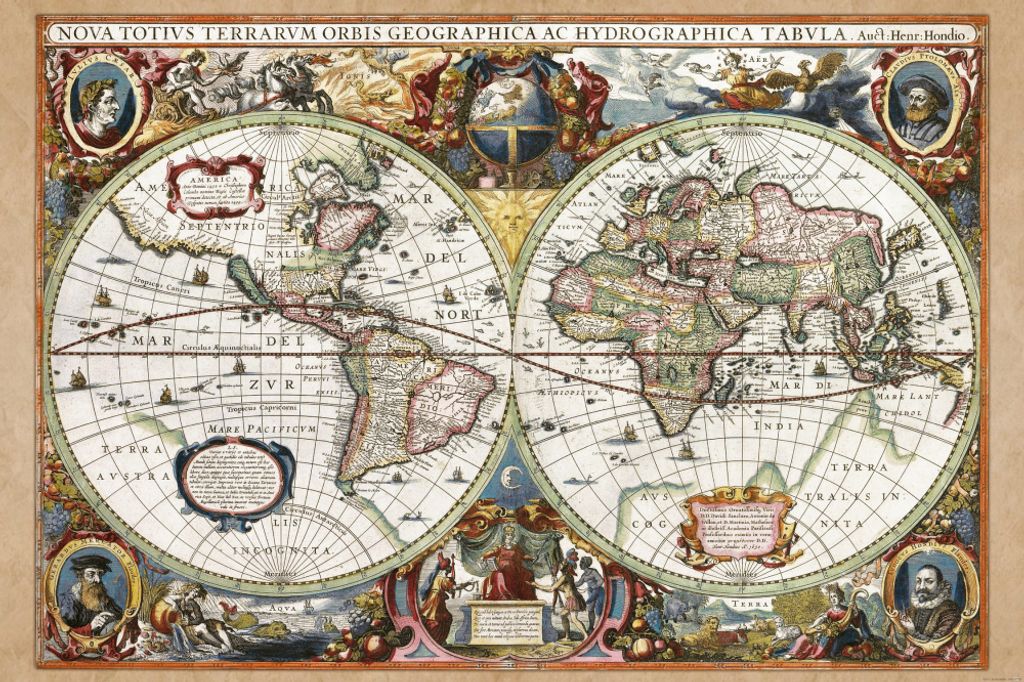 Historische Landkarten Kunstdruck Bild - Weltkarte, Nova Totius Terrarum, 1630 (80 x 120 cm)