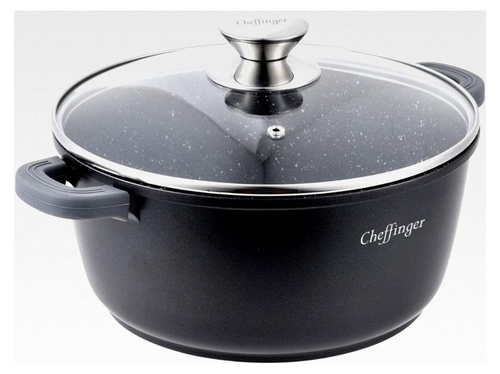 Kochtopf Aluguss Induktion Ø24cm Suppentopf Pfanne Topf mit Deckel Schwarz