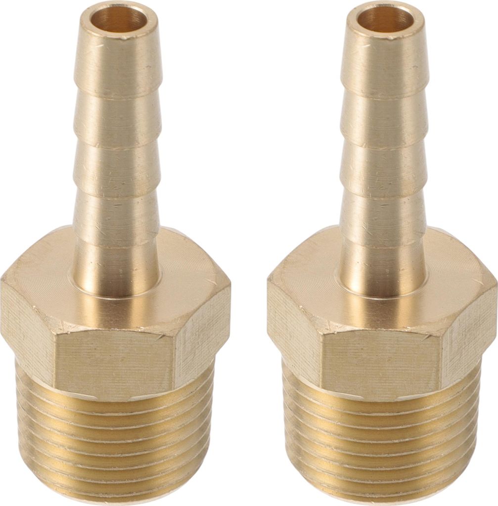 Messing Schlauchstutzen 1/4" 3/8"NPT Männliches Gewinde Gerader Stutzenverbinder für Luft Wasser Öl Gas Kraftstoff 2 Stück Goldton