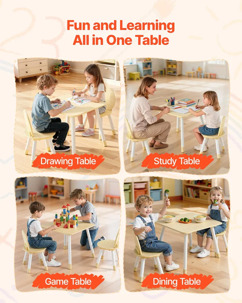 Ensemble Table et Chaises pour Enfant avec Surface Dessin Effaçable - 3