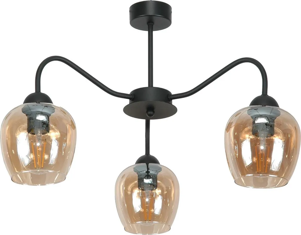 Plafonnier noir 15-222 Indi Amber en verre graphite pour salon moderne