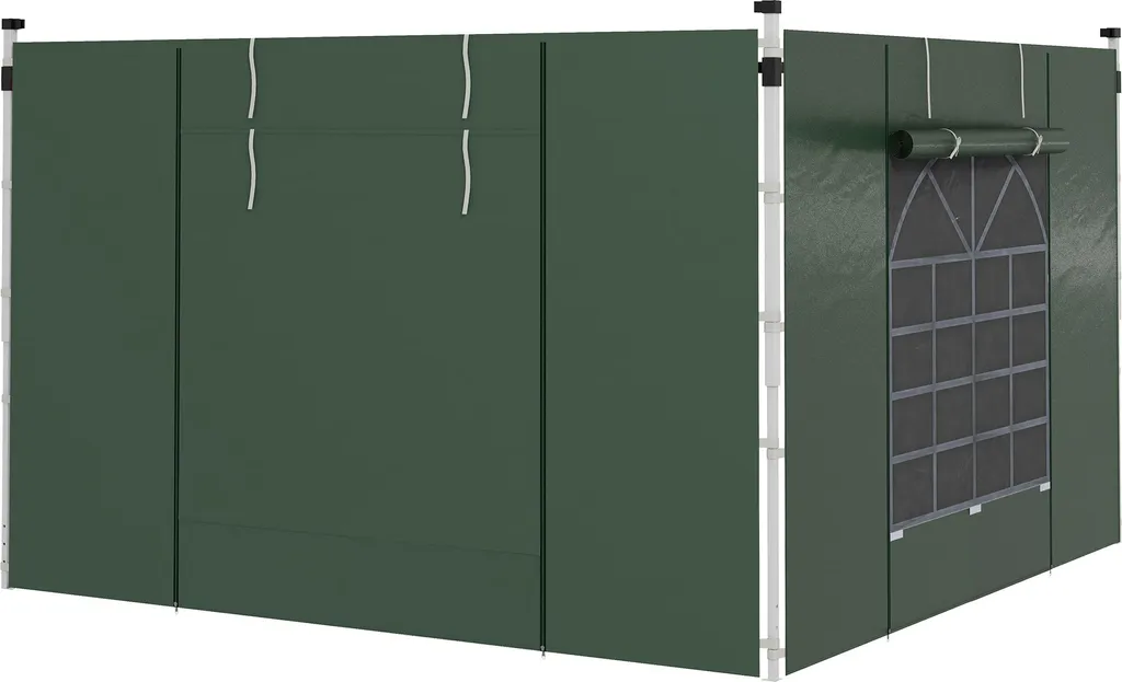 Fortuna Lai Set di 2 pannelli laterali per gazebo 3x3/3x6 m, parete laterale con finestra e chiusura in velcro, pareti laterali impermeabili in tessuto Oxford, come protezione dal vento e dagli sguardi indiscreti per tendoni da festa, verde