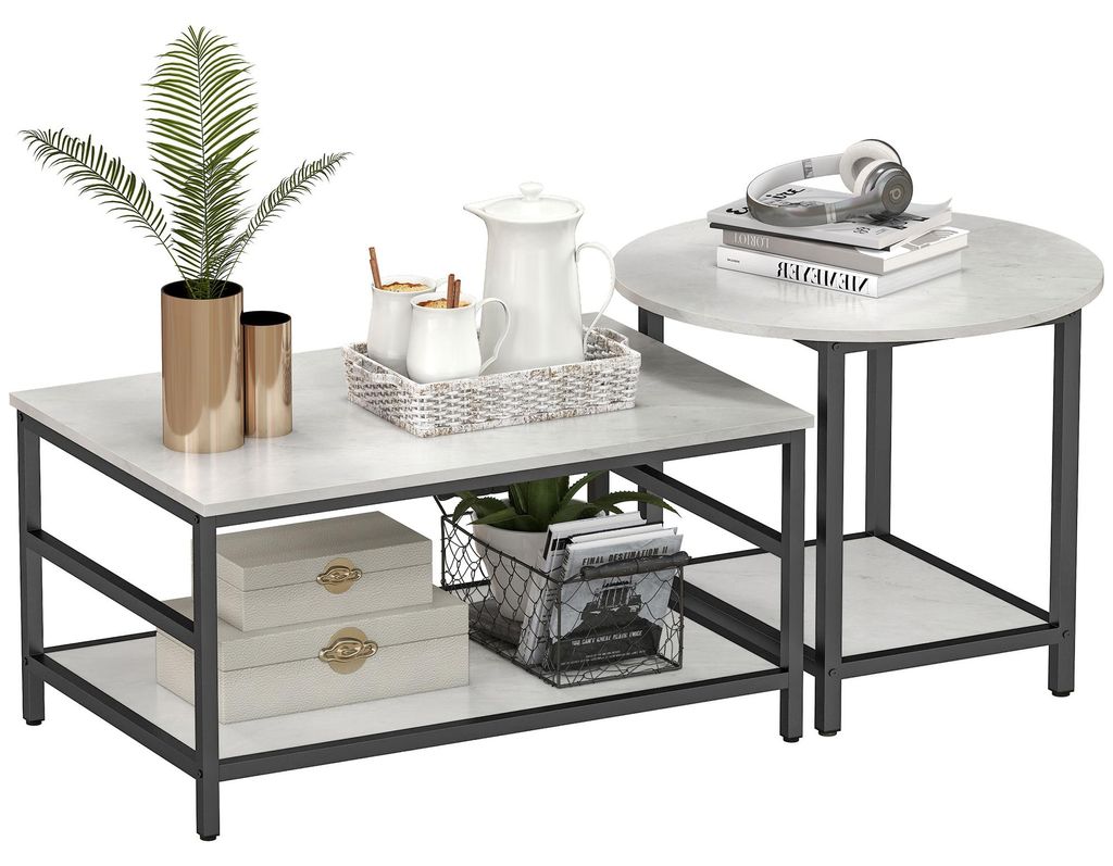 HOMCOM Couchtisch 2er-Set Beistelltisch, Kaffeetisch Produktbild 